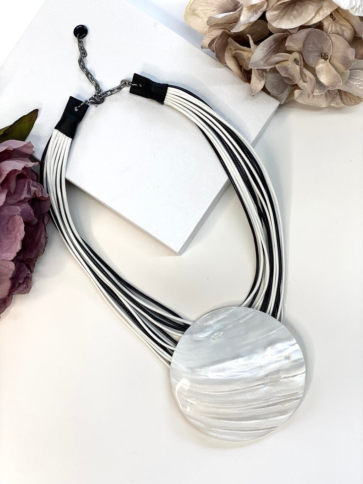 Monochrome Large Shell Disc Necklace