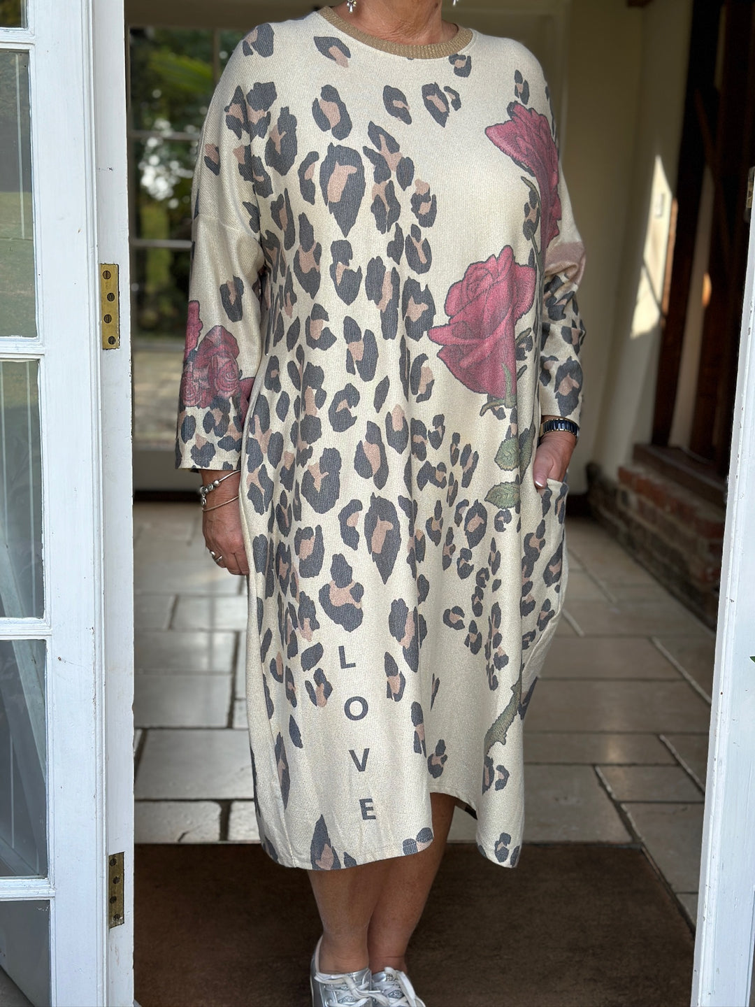 Rose Leopard Jumper Dress