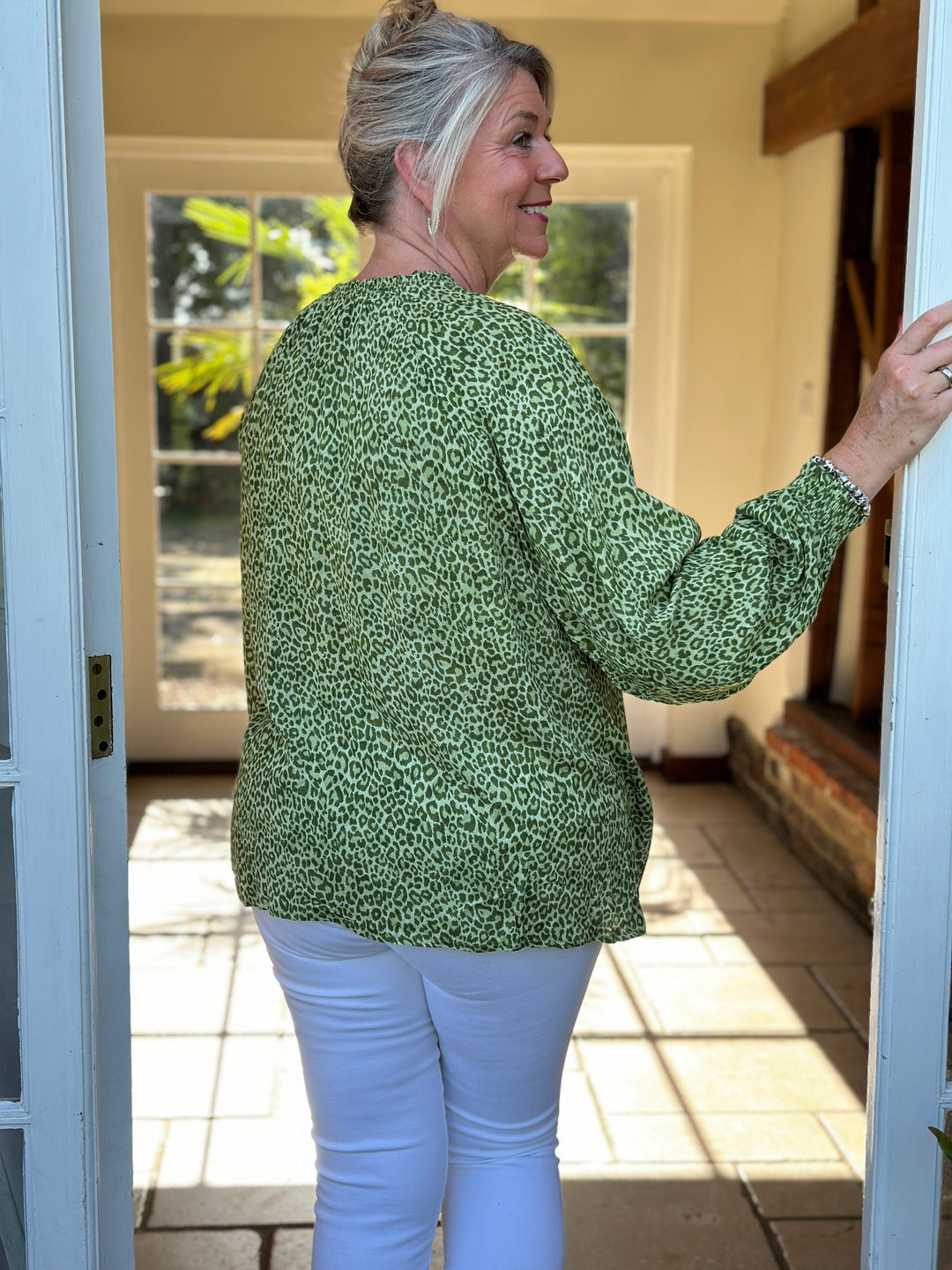 Leopard Print Lightweight Blouse | Green