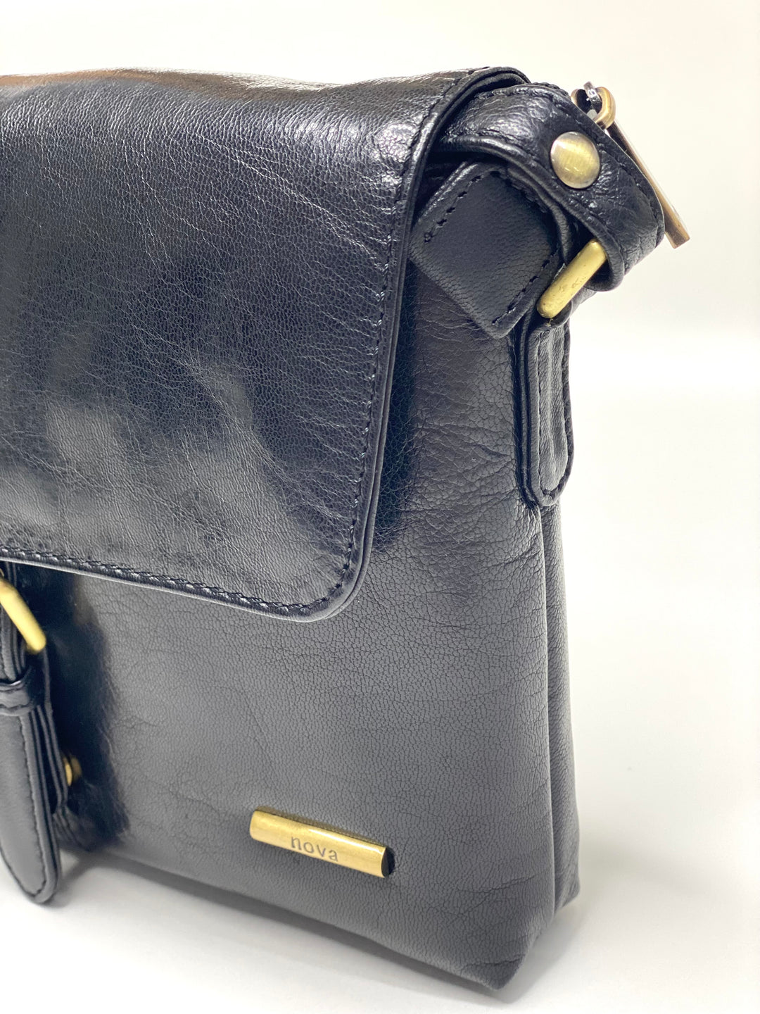 Leather Crossbody Bag - NOVA | Black