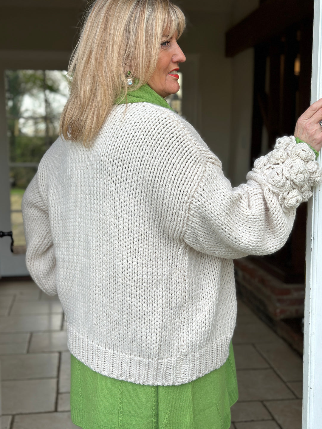 Peony Knit Cardigan | Beige