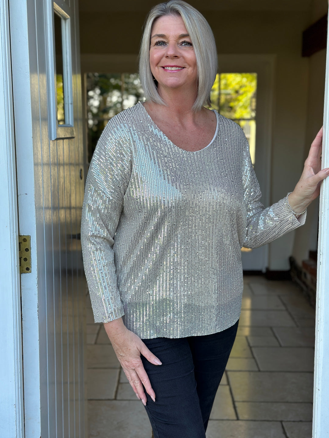 Sequin Party Top | Champagne