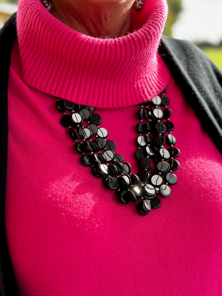 Mini Layered Disc Necklace | Black