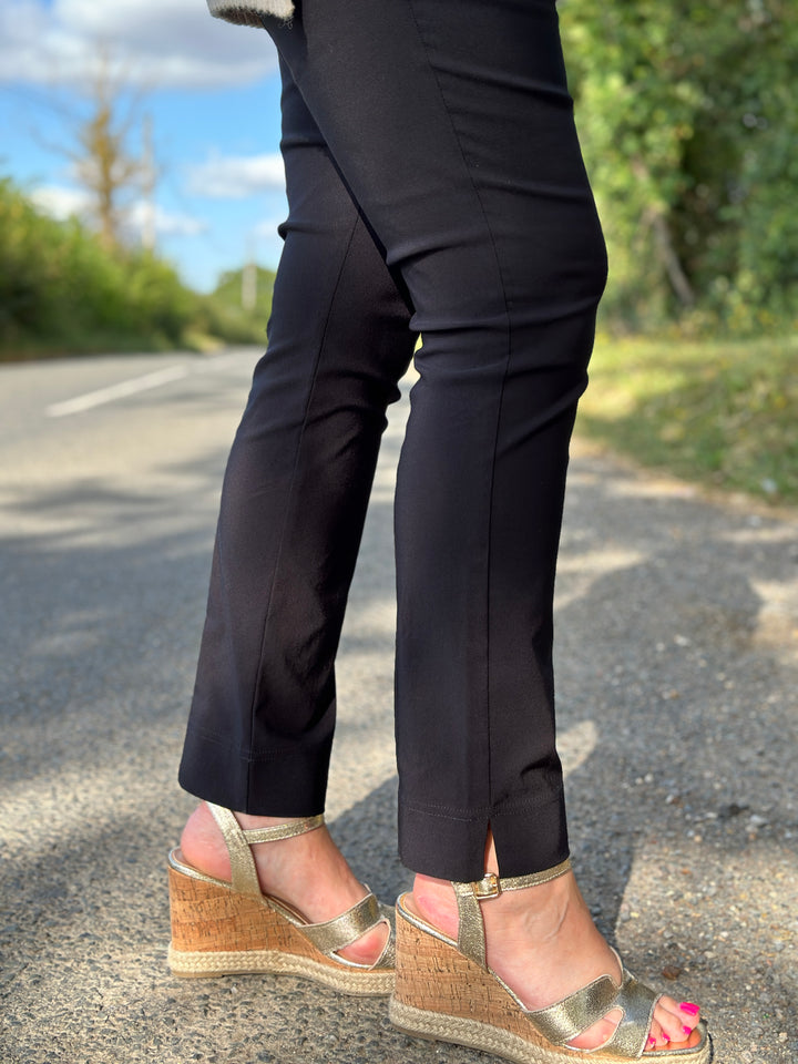 Black Slim Fit Pull-on Trouser- Stehmann - Loli 742