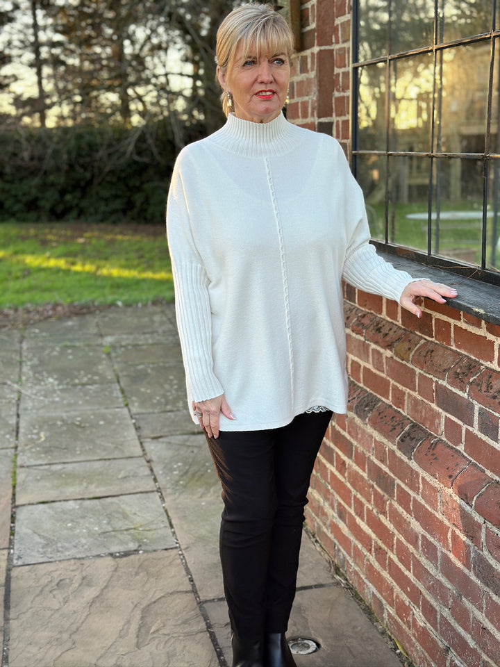 Funnel Neck Knitted Jumper | Cream