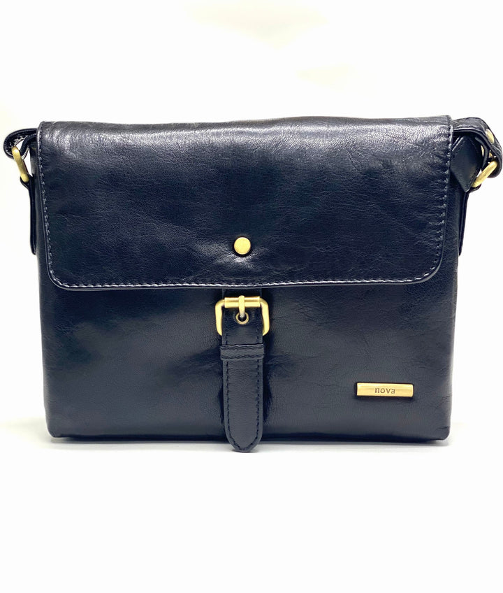 Leather Crossbody Bag - NOVA | Black