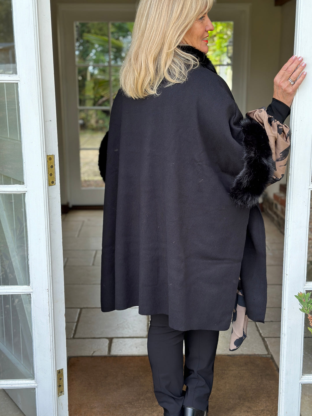 Faux Fur Knitted Wrap - Malissa J | Black