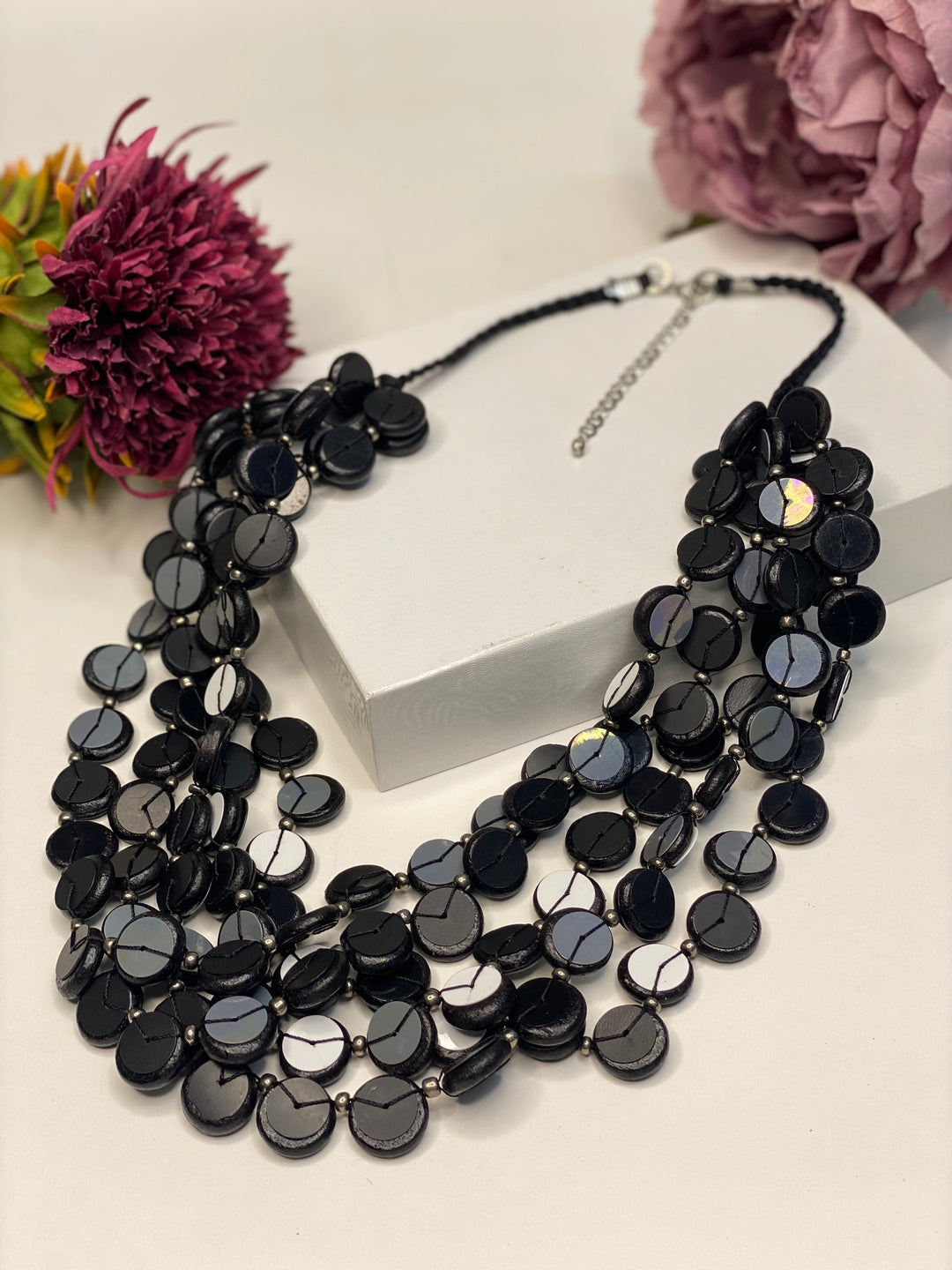 Mini Layered Disc Necklace | Black