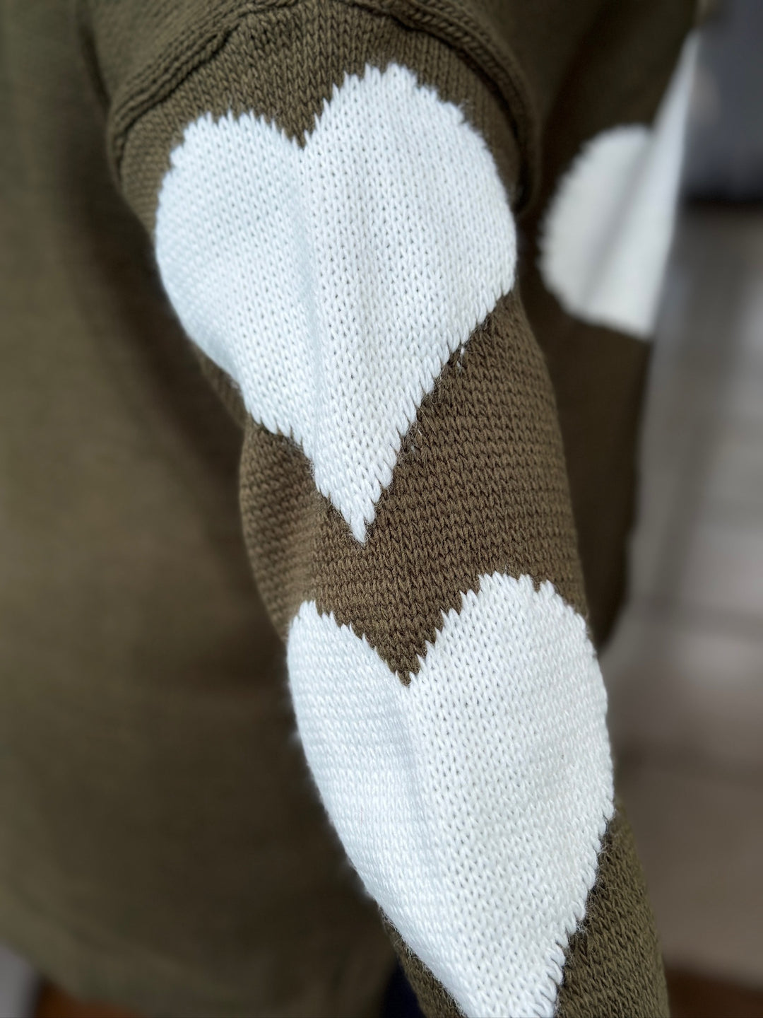 Love Heart Knit Jumper | Khaki