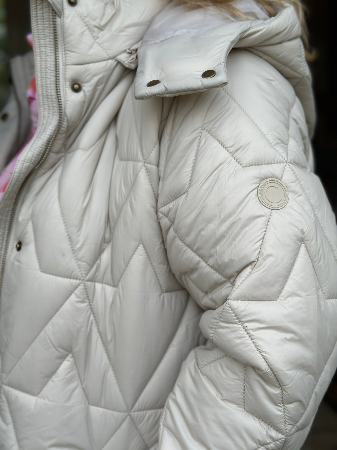 CREAM Longline Quilted Padded Coat | Stone