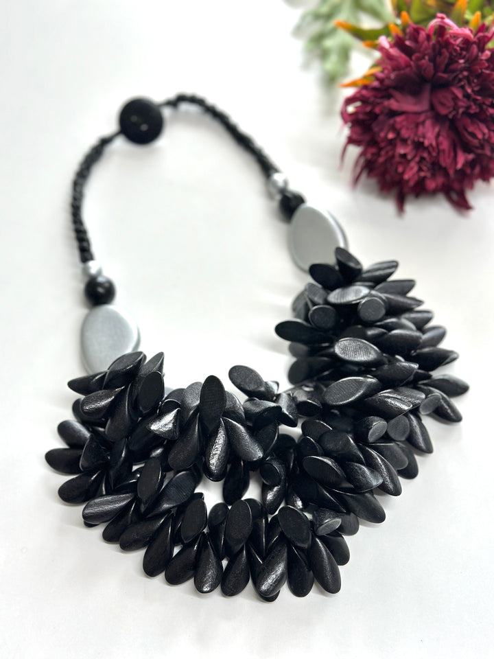 Mini Beaded Layered Necklace | Black