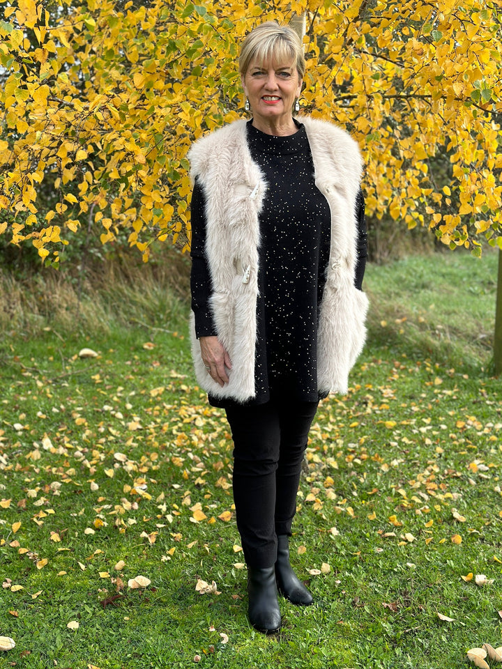 Toggle Faux Fur Gilet - Malissa J  | Stone