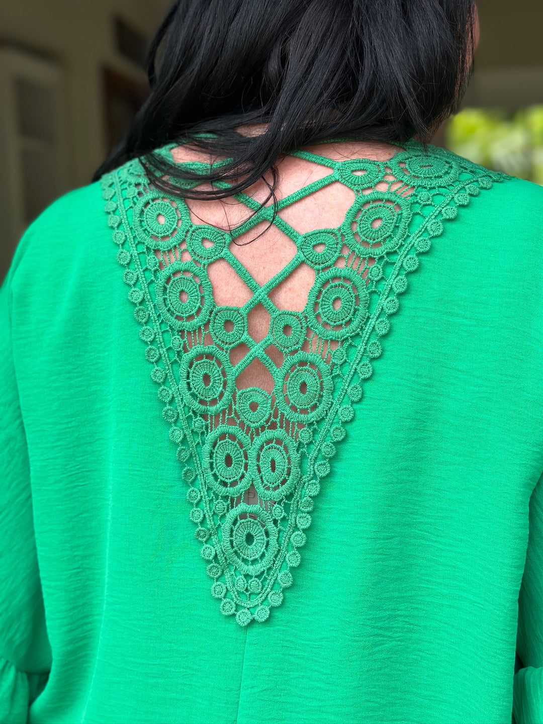 Crochet Detail Blouse | Green