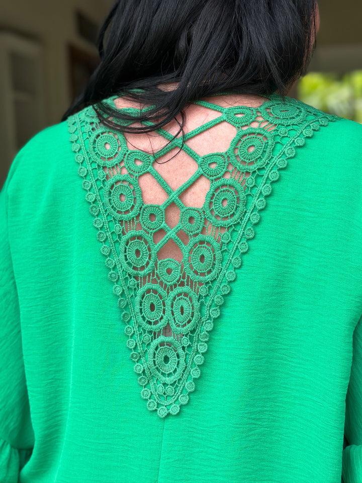 Crochet Detail Blouse | Green