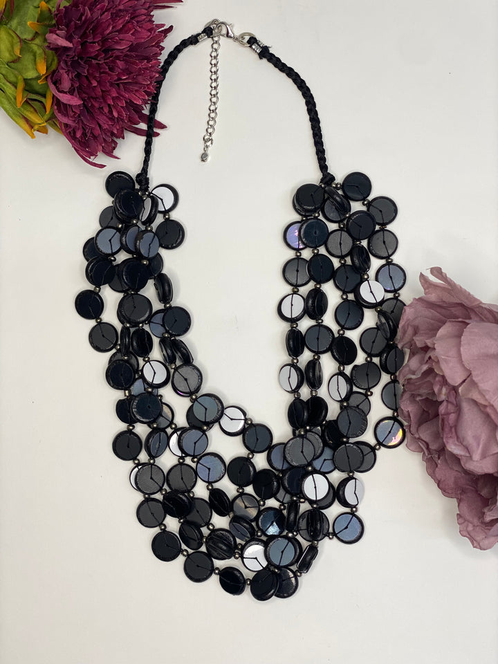 Mini Layered Disc Necklace | Black