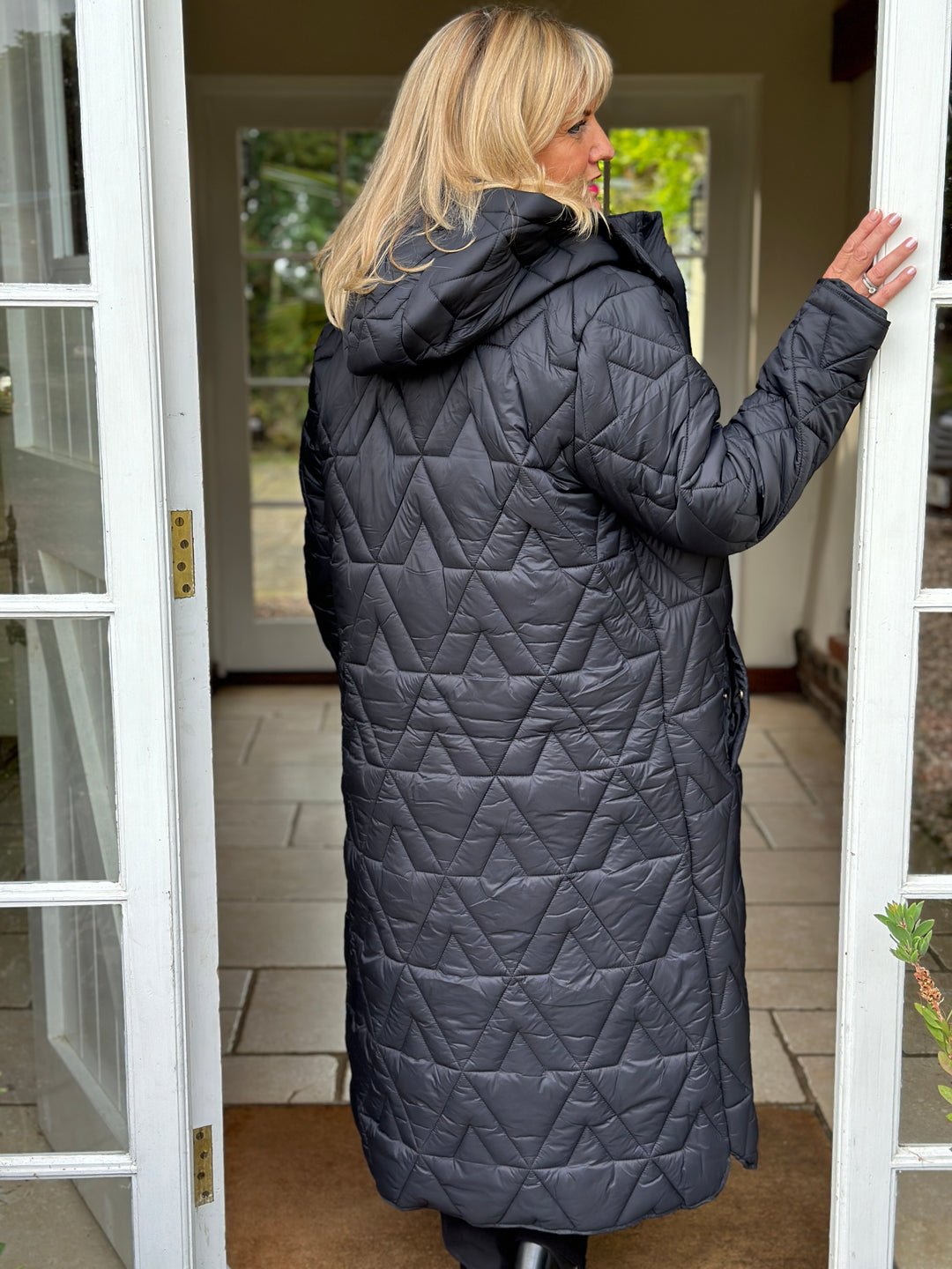 CREAM Longline Quilted Padded Coat | Blue Black