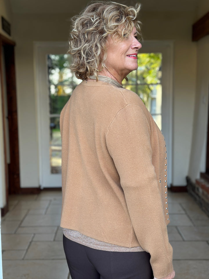 Stud Detail Pocket Cardigan | Tan