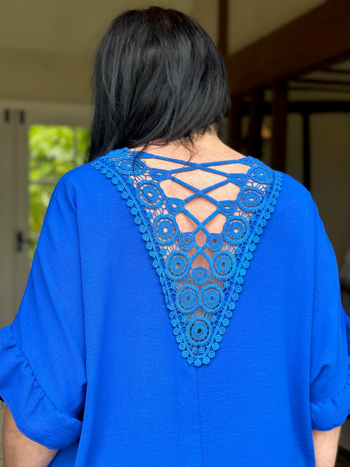 Crochet Detail Blouse | Blue