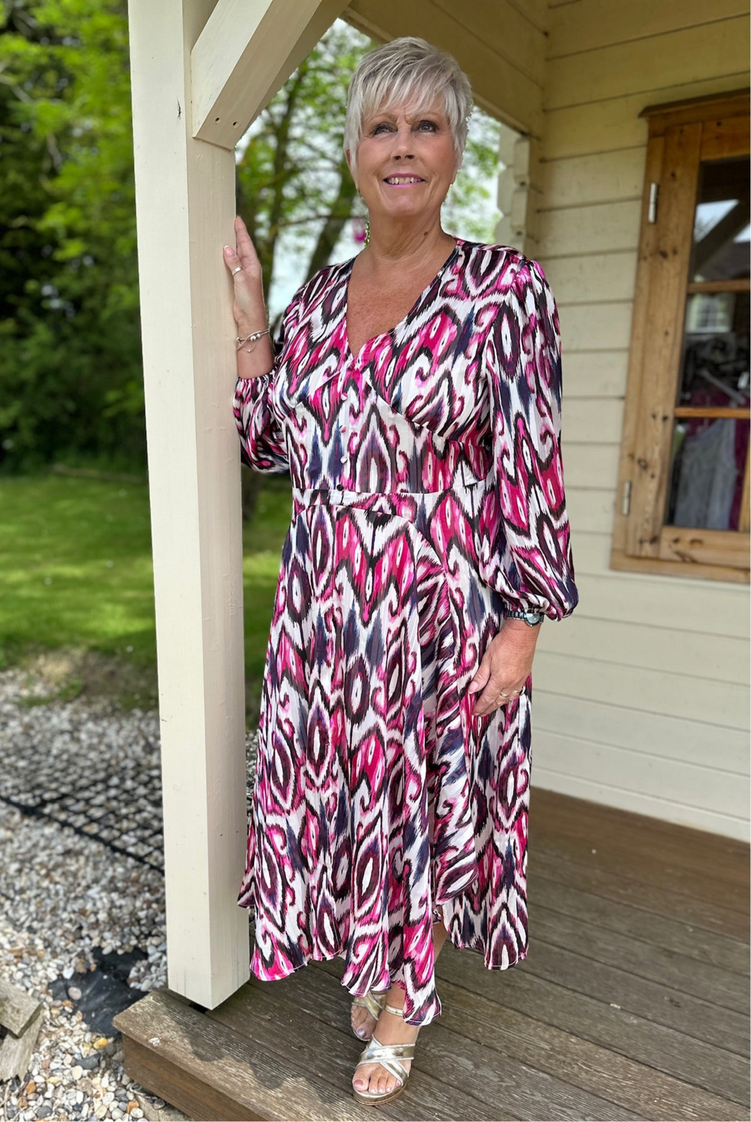 Abstract Pink Leopard Print Maxi Dress - Malissa J