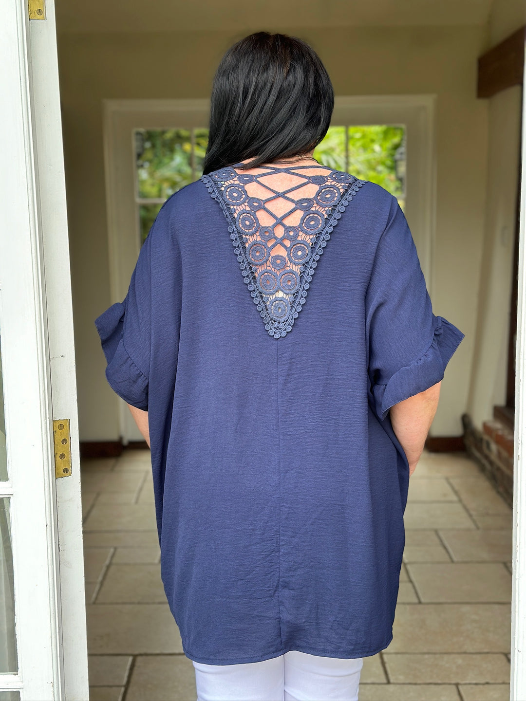 Crochet Detail Blouse | Navy