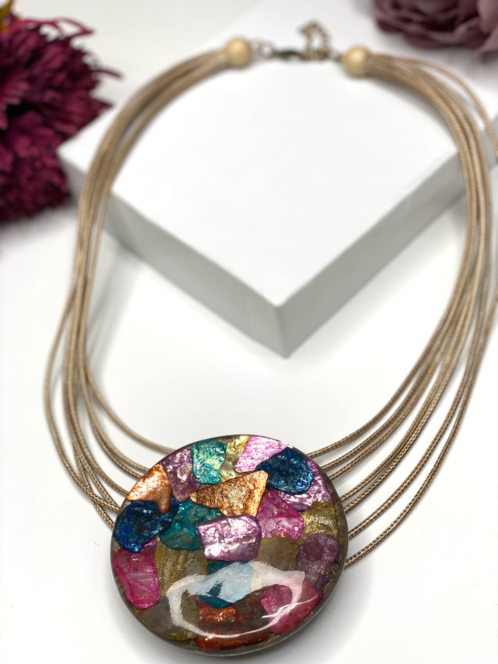 Multi Coloured Pendent Layered Necklace