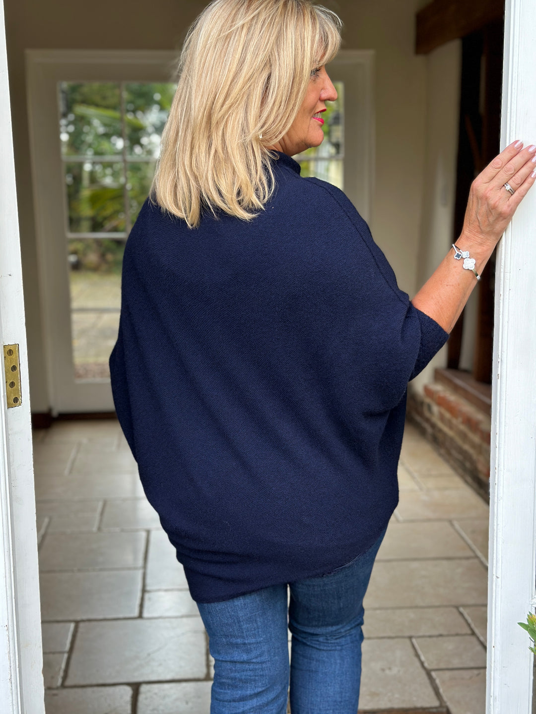 Batwing Asymmetrical Hem Jumper | Navy