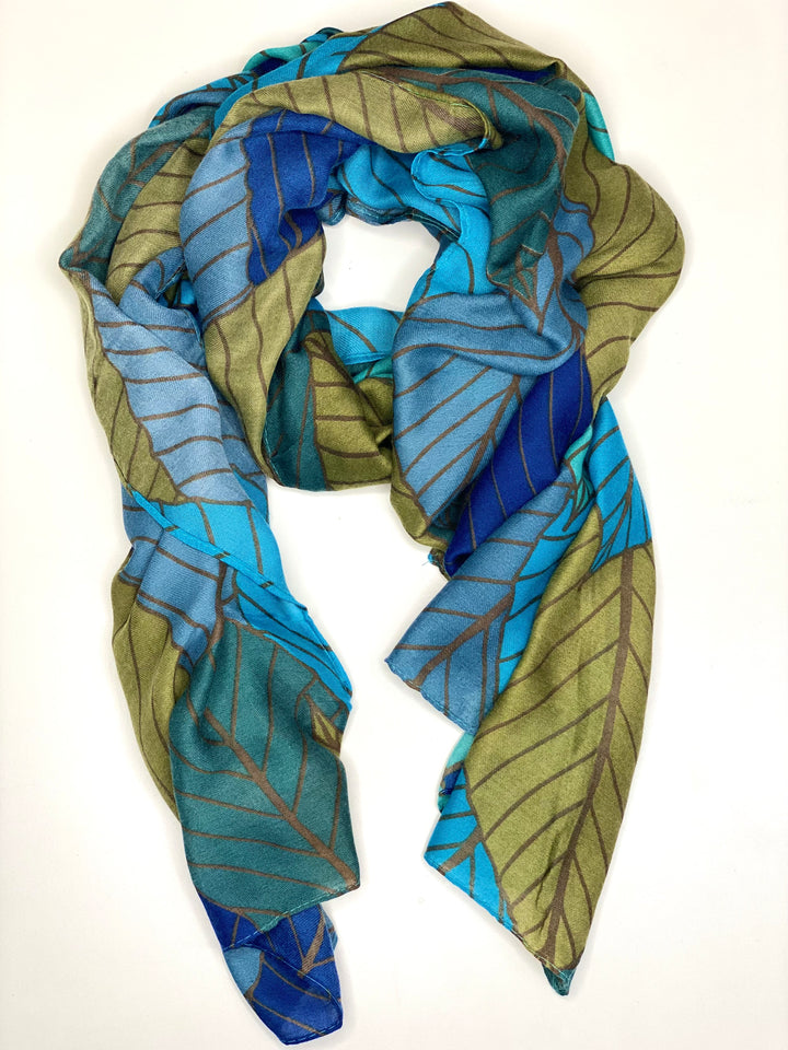 Teal Eco-Leafs Scarf