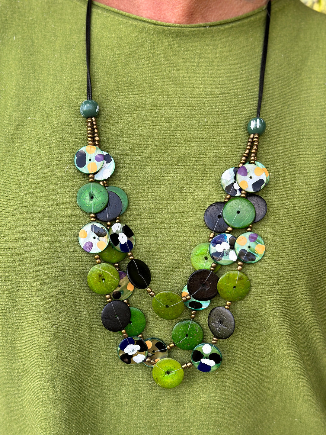 Layered Disc Necklace  | Green