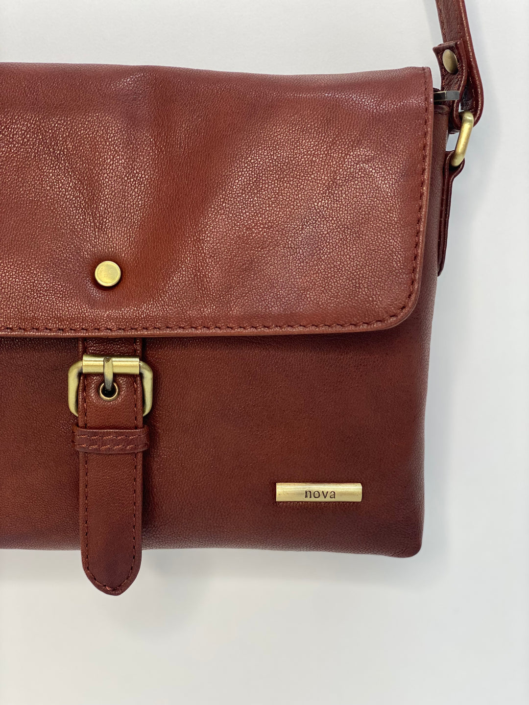 Leather Crossbody Bag - NOVA | Cognac