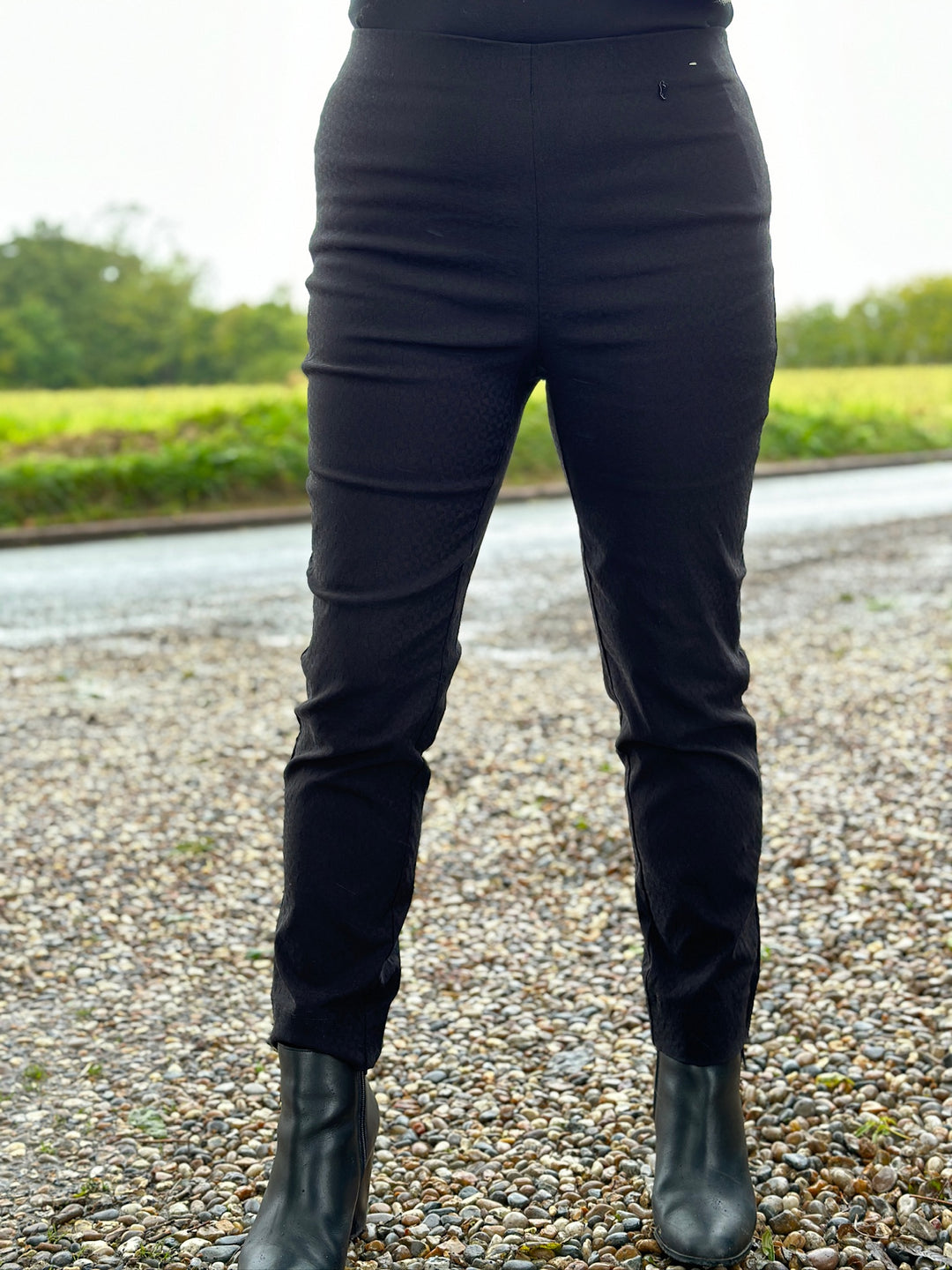 Black Jacquard Slim Leg Trousers - PINNS (302CT)