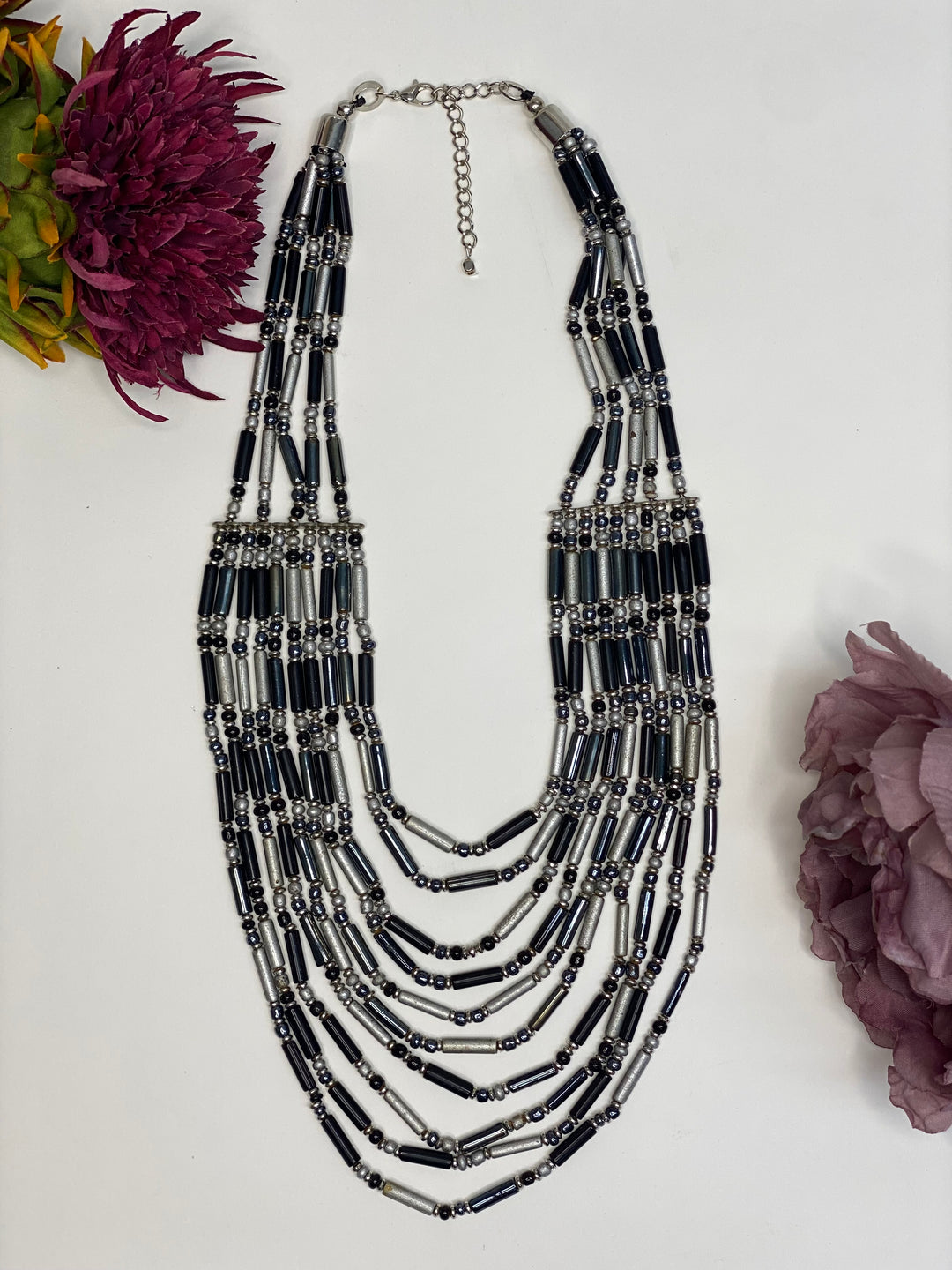 Layered Tube Necklace | Silver