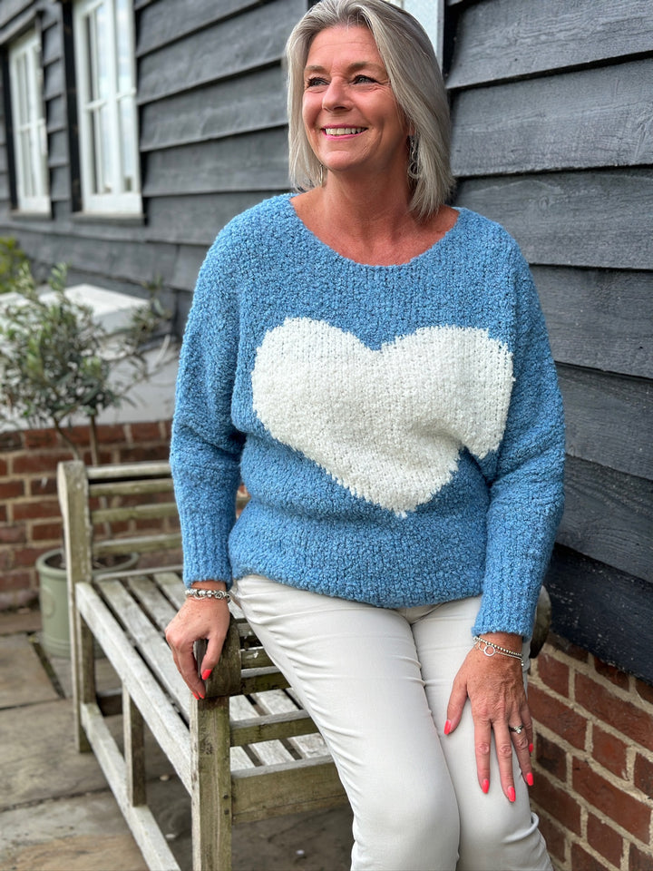 Teddy Bear Heart Knit | Powder Blue