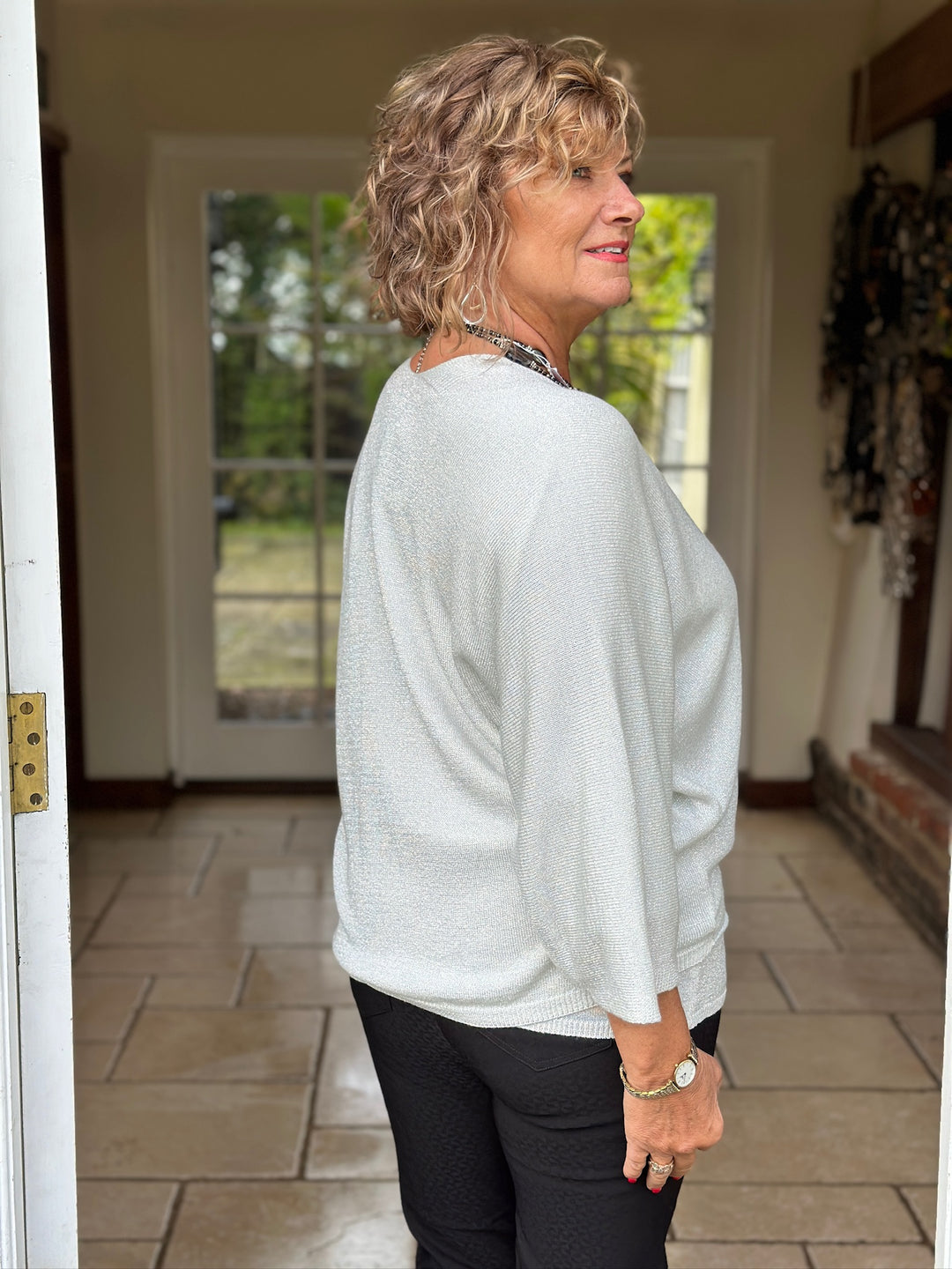 Sparkle Tie Front Shrug | Silver