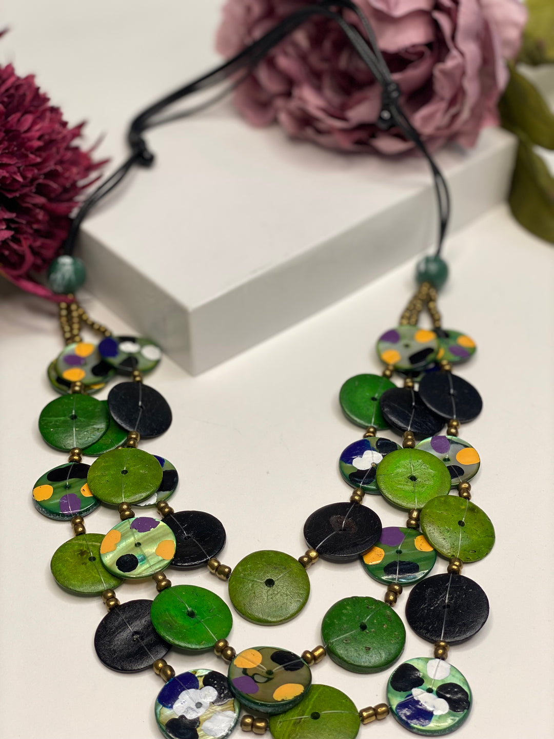 Layered Disc Necklace  | Green