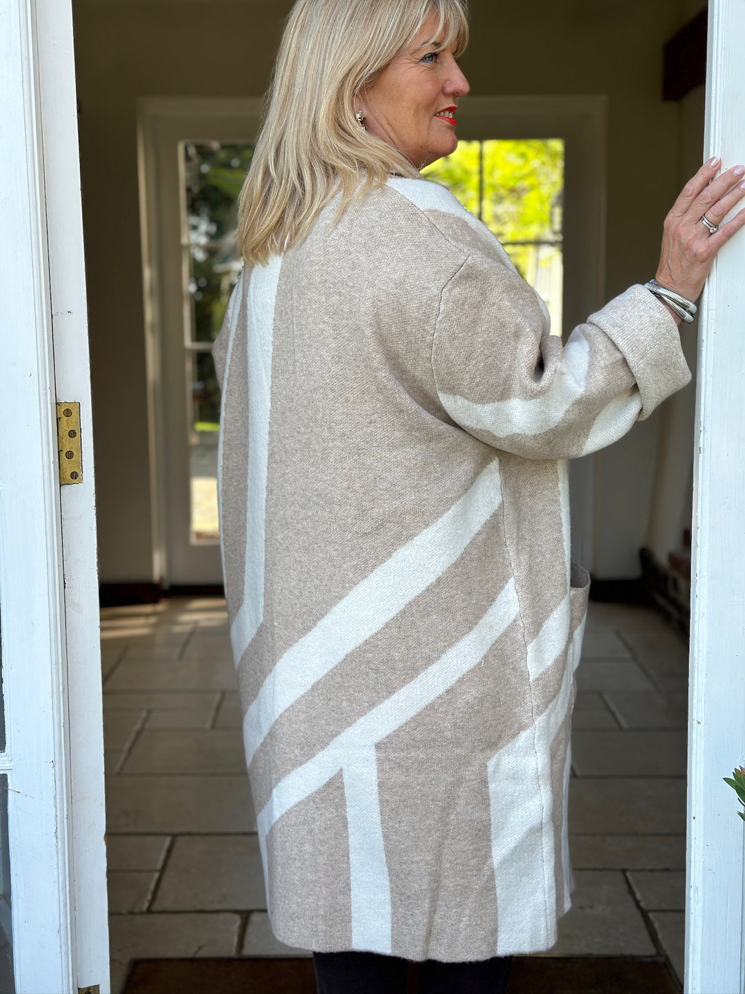 Geometric Jacquard Coat | Oatmeal