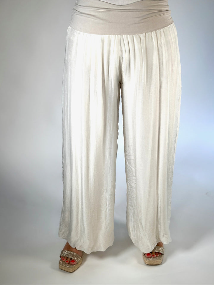 Regular Silk Floaty Trousers | Beige