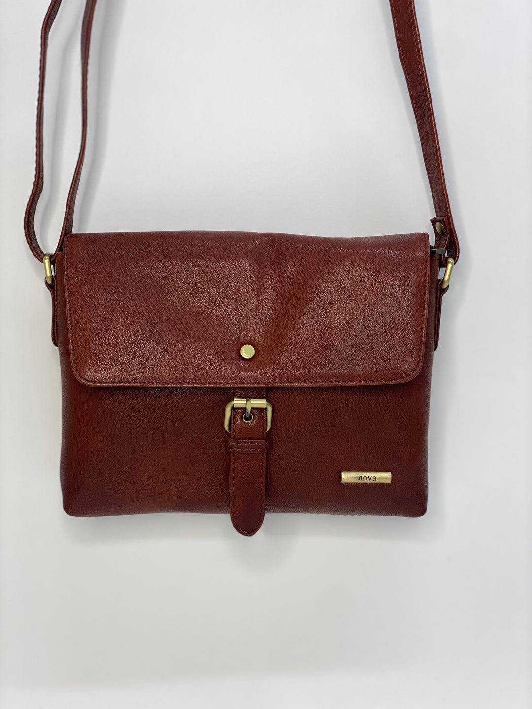 Leather Crossbody Bag - NOVA | Cognac