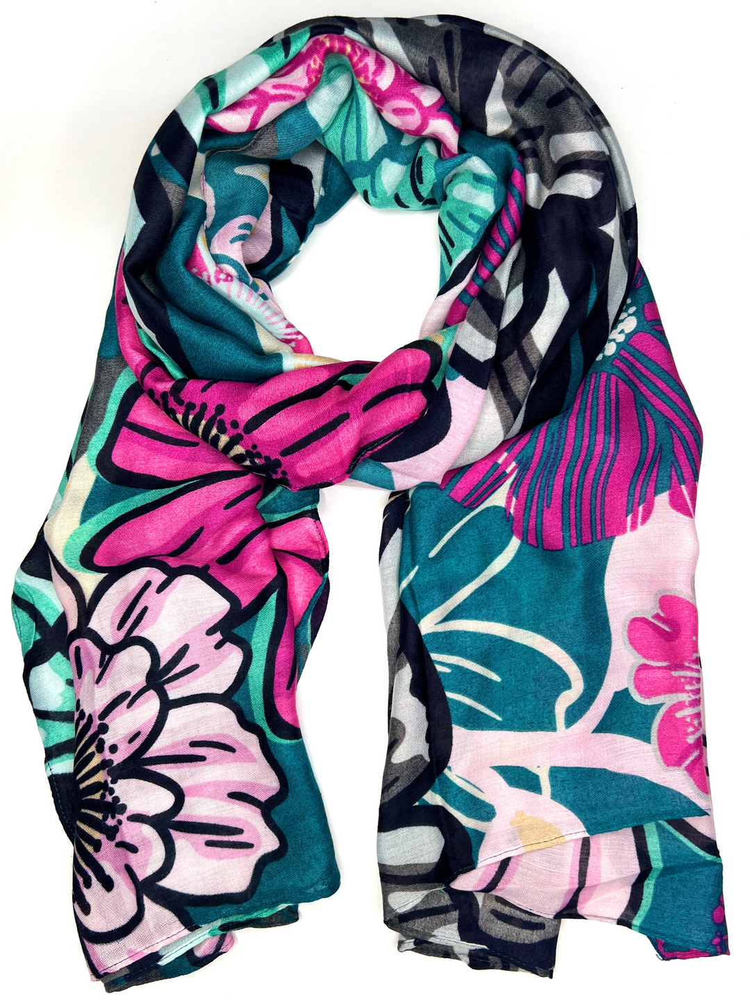 Flower Print Scarf | Teal