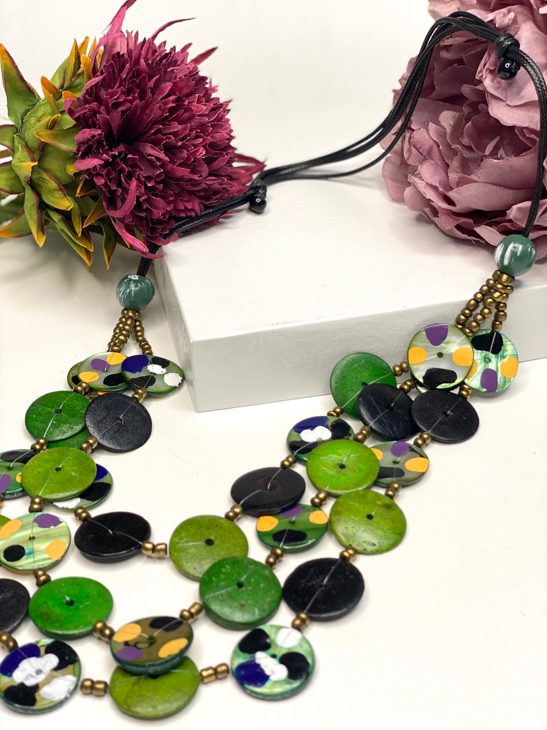 Layered Disc Necklace  | Green