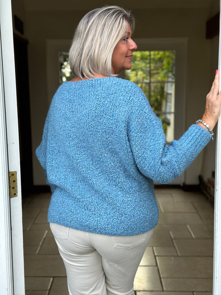 Teddy Bear Heart Knit | Powder Blue