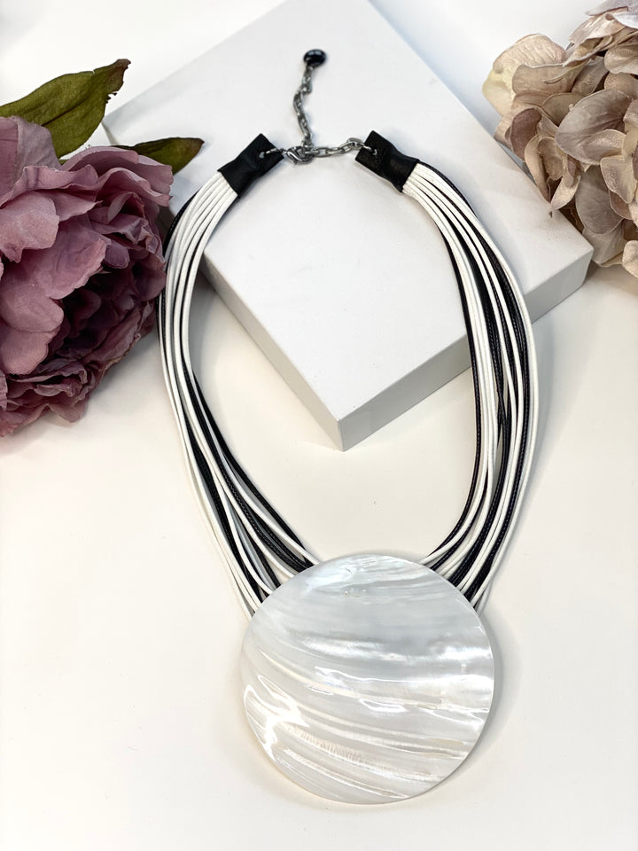 Monochrome Large Shell Disc Necklace