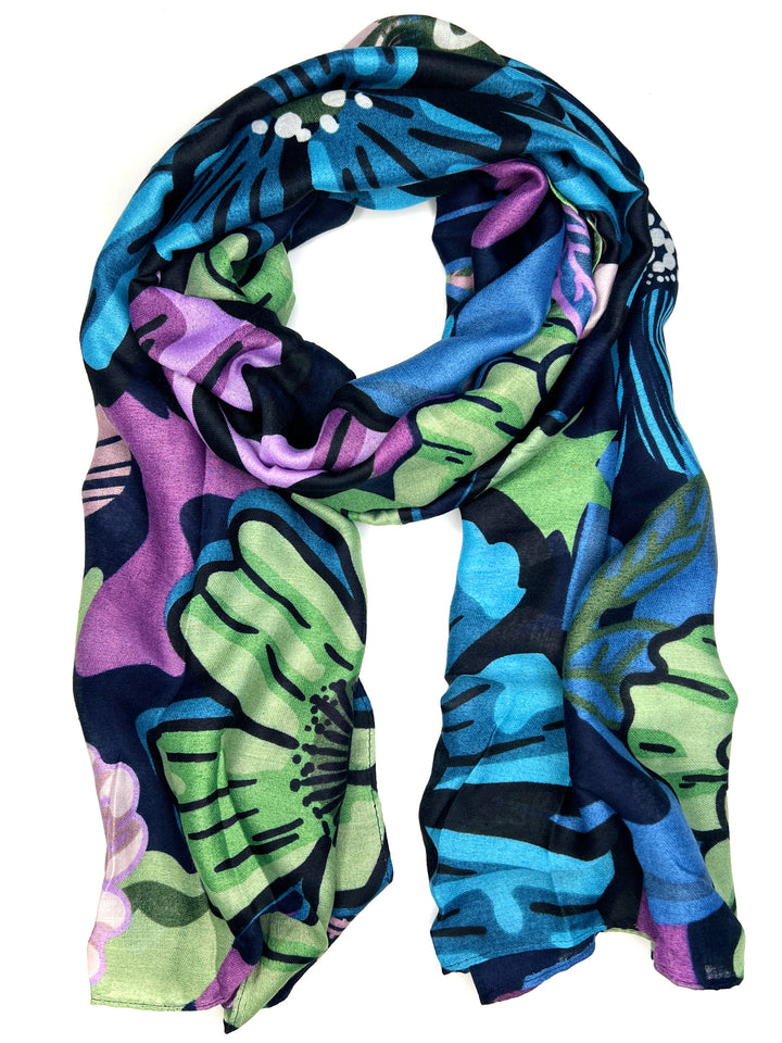 Flower Print Scarf | Blue