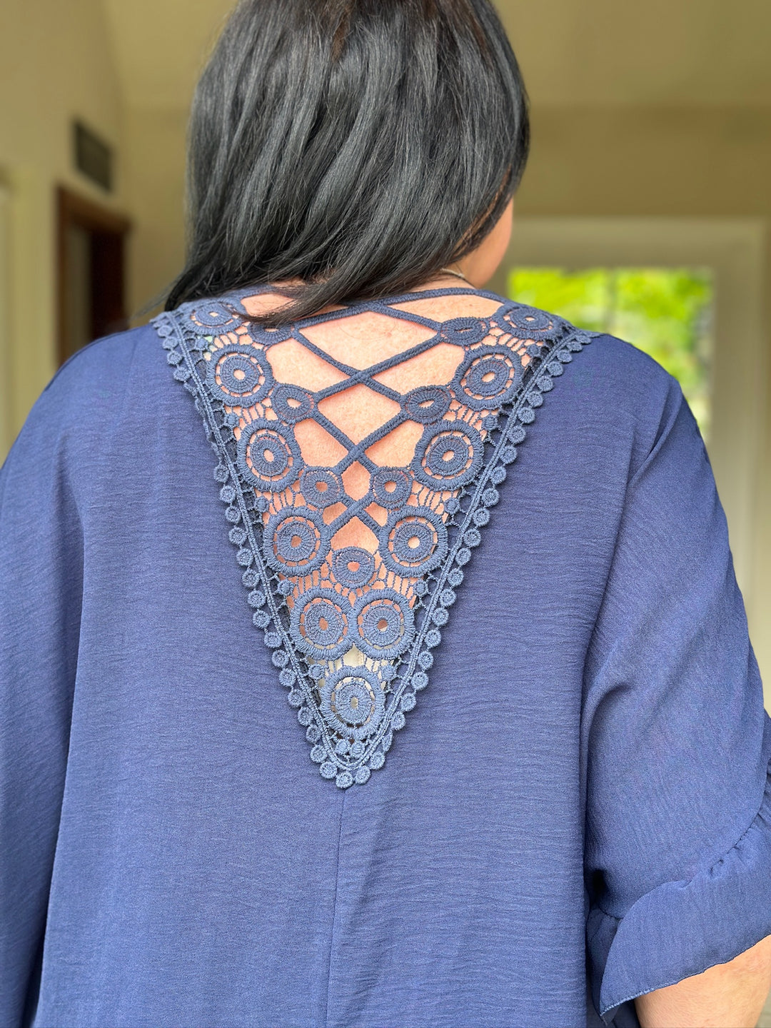 Crochet Detail Blouse | Navy