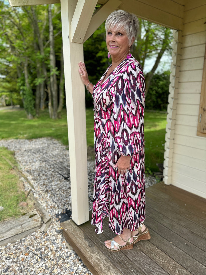 Abstract Pink Leopard Print Maxi Dress - Malissa J