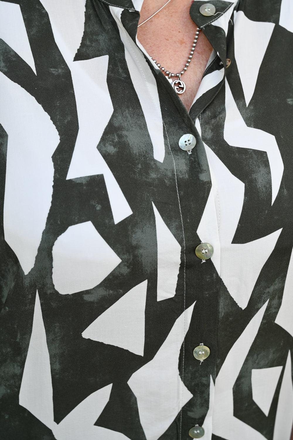 Button Through Abstract Shirt/Dress | Khaki