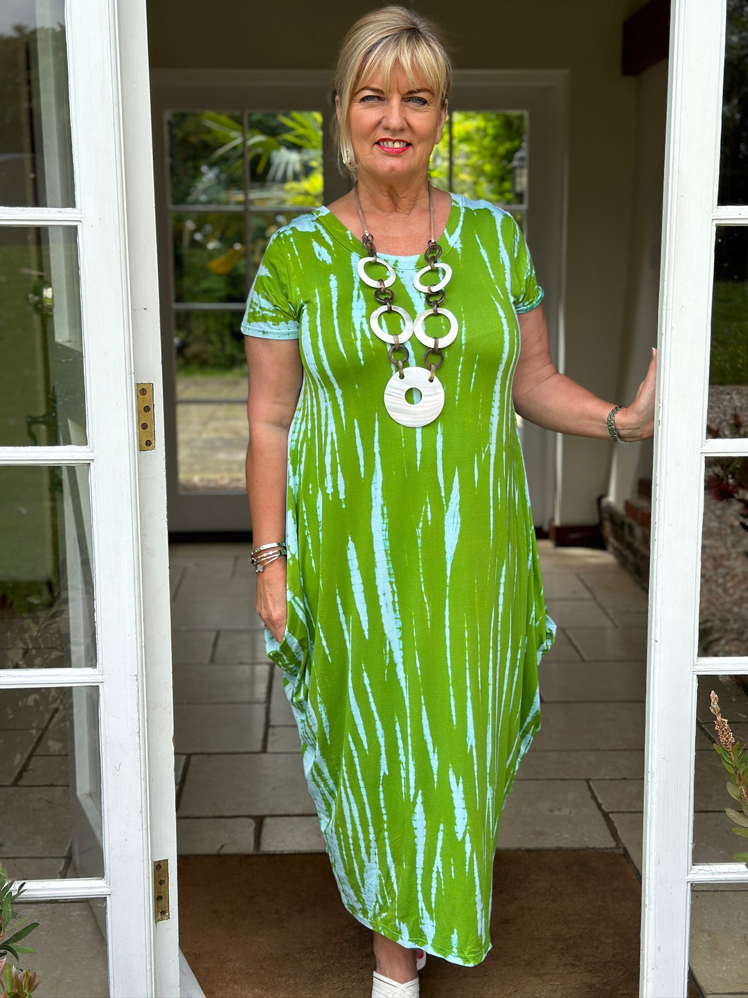 Tie-Dye Print Dress & Cardigan Co-ord | Green