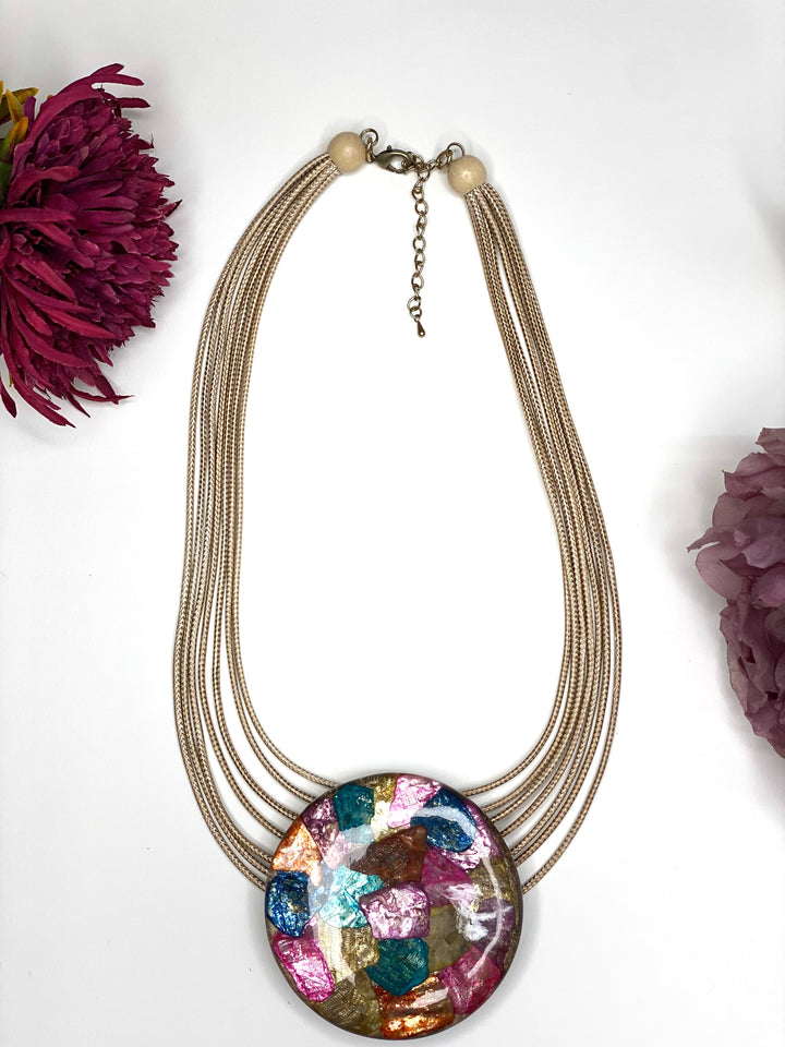 Multi Coloured Pendent Layered Necklace