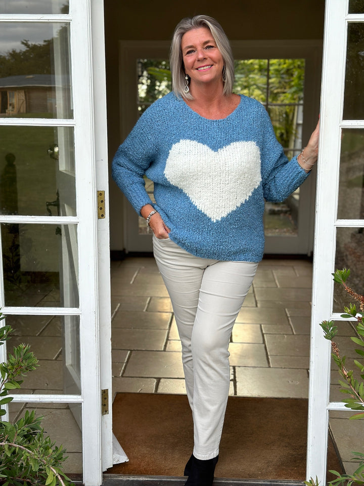 Teddy Bear Heart Knit | Powder Blue