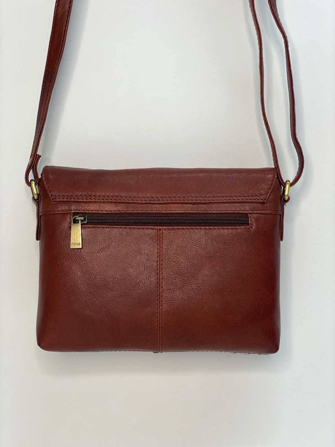 Leather Crossbody Bag - NOVA | Cognac