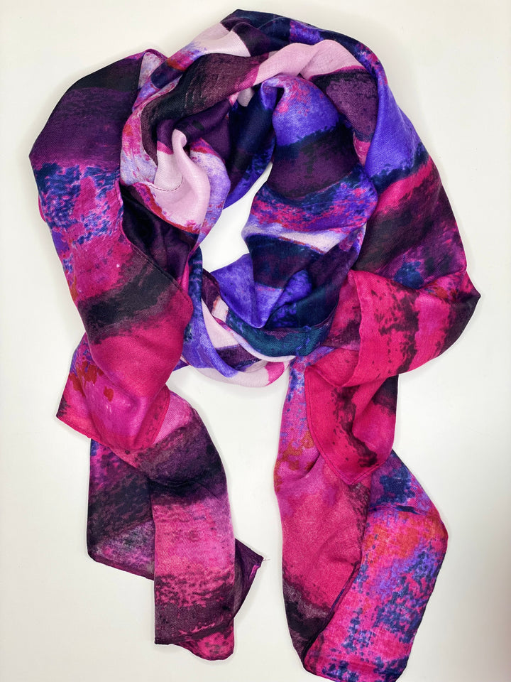 Hand Painted Print Scarf | Pink